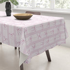 Coquette pink bows on a vertical stripes background Tablecloth Gallery Image 3