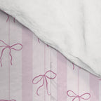 Coquette pink bows on a vertical stripes background Comforter Gallery Image 4