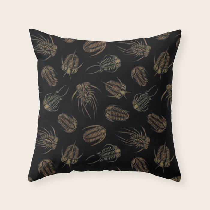 Trilobites - Marine Fossil Pattern Throw Pillow Gallery Image 6