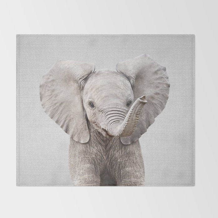Baby Elephant - Colorful Throw Blanket Gallery Image 2