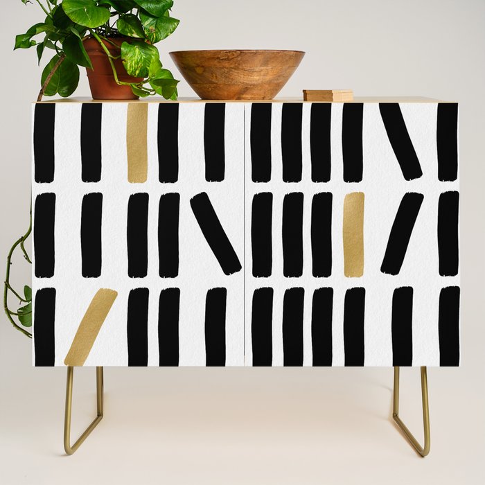 Black and Gold Abstract Credenza Gallery Image 1