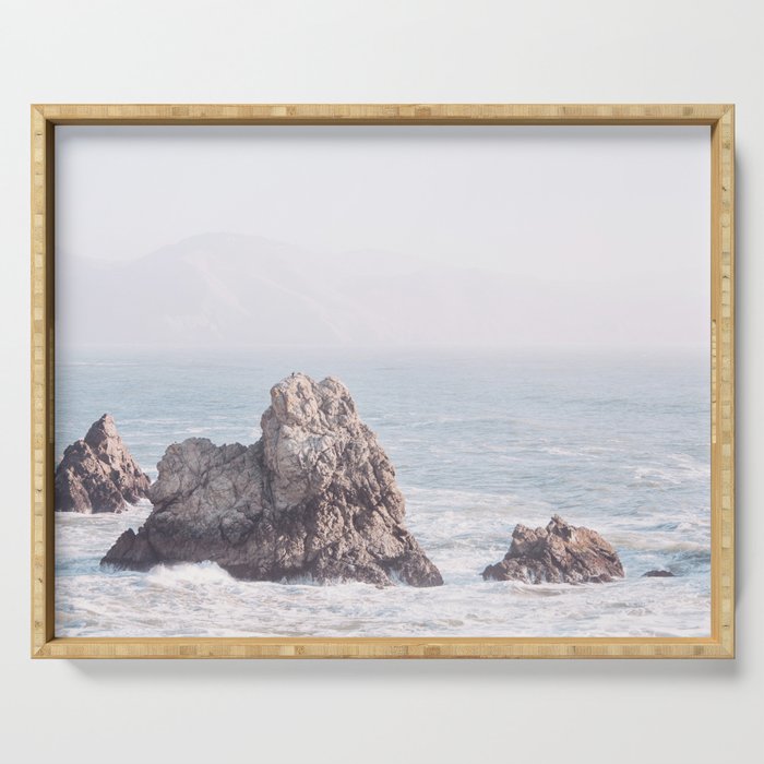 Pale Pacific - Ocean Landscape, Nature Photography Serving Tray Gallery Image 1