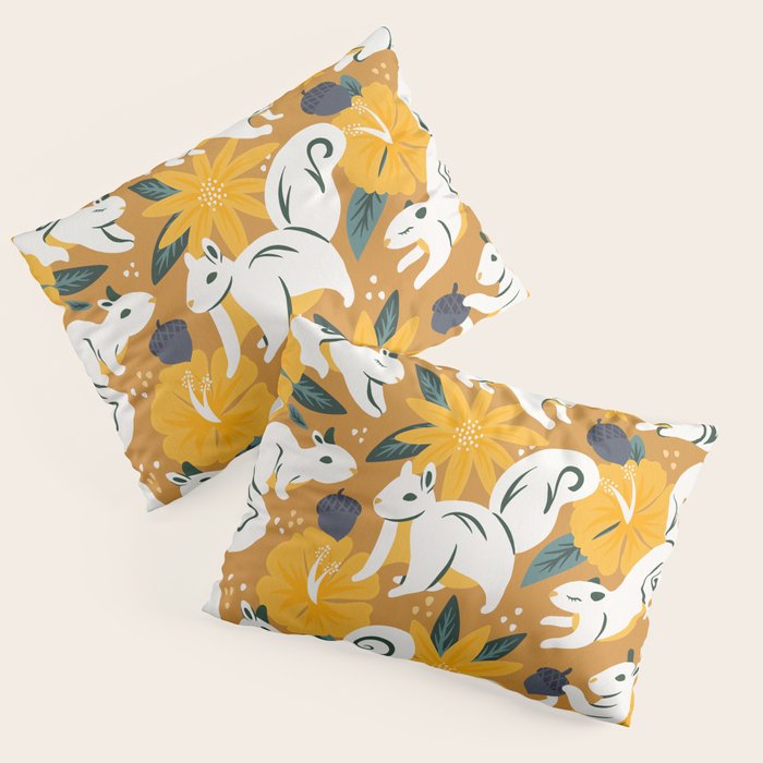 Squirrels & Blooms - Ochre Pillow Sham Gallery Image 3