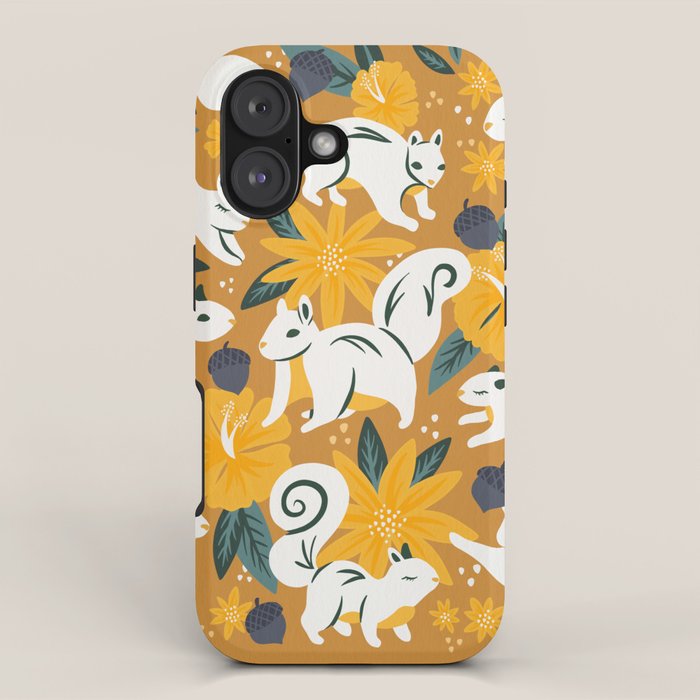 Squirrels & Blooms - Ochre iPhone Case Gallery Image 1