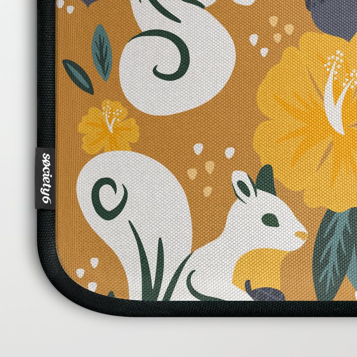 Squirrels & Blooms - Ochre Laptop Sleeve Gallery Image 3