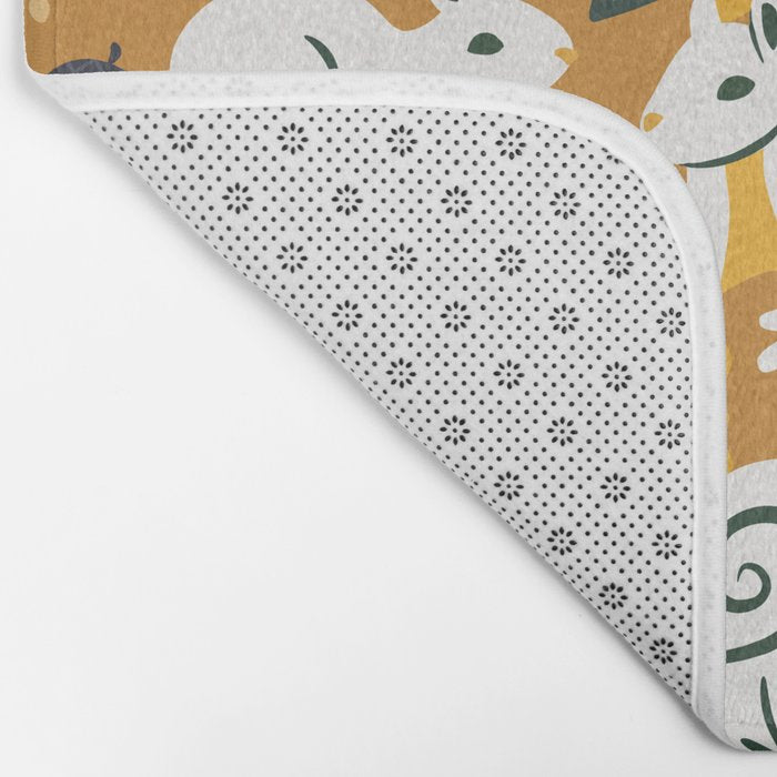 Squirrels & Blooms - Ochre Bath Mat Gallery Image 2