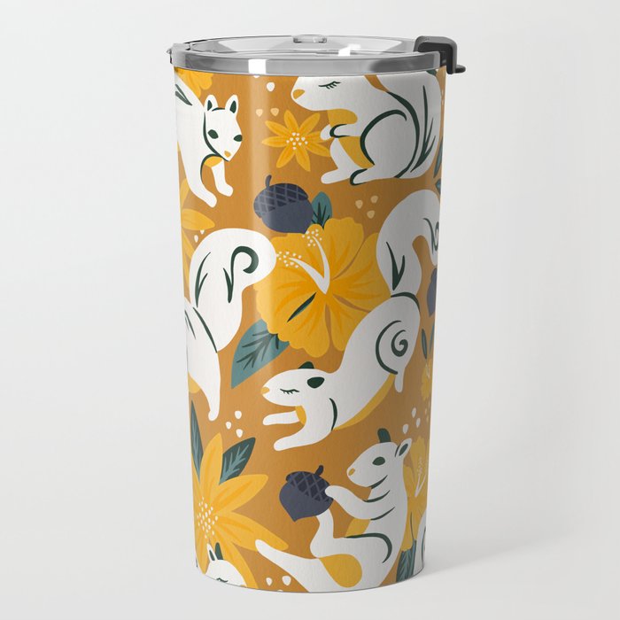 Squirrels & Blooms - Ochre Travel Mug Gallery Image 2