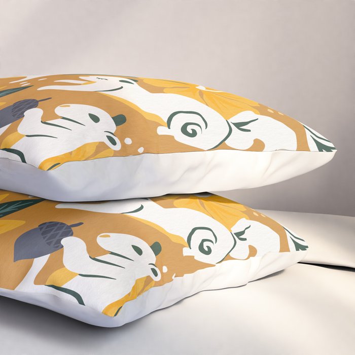 Squirrels & Blooms - Ochre Pillow Sham Gallery Image 3