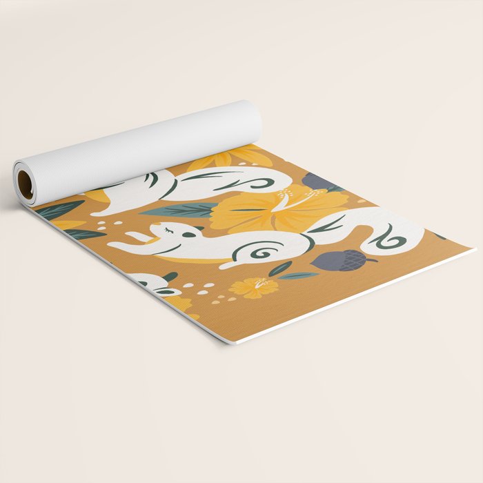 Squirrels & Blooms - Ochre Yoga Mat Gallery Image 2