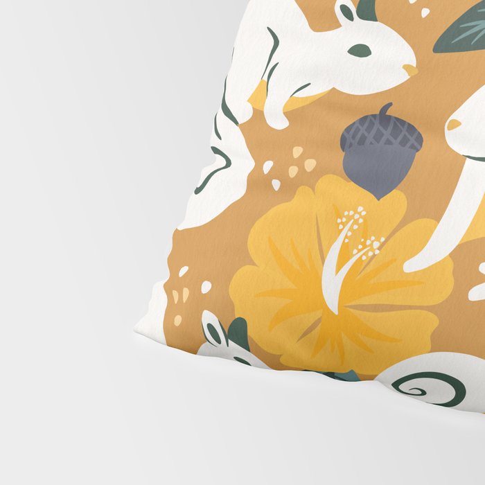 Squirrels & Blooms - Ochre Pillow Sham Gallery Image 4