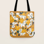 Squirrels & Blooms - Ochre Tote Bag Gallery Image 1