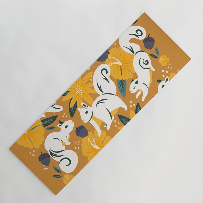 Squirrels & Blooms - Ochre Yoga Mat Gallery Image 1