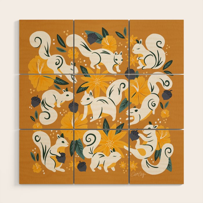 Squirrels & Blooms - Ochre Wood Wall Art Gallery Image 1