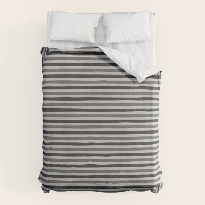 Geometric Minimalist Black Gray Lines Artwork Duvet Cover Gallery Image 6