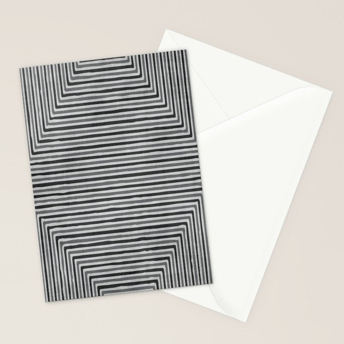 Geometric Minimalist Black Gray Lines Artwork Stationery Card Gallery Image 2