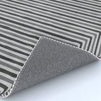 Geometric Minimalist Black Gray Lines Artwork Rug Gallery Image 4