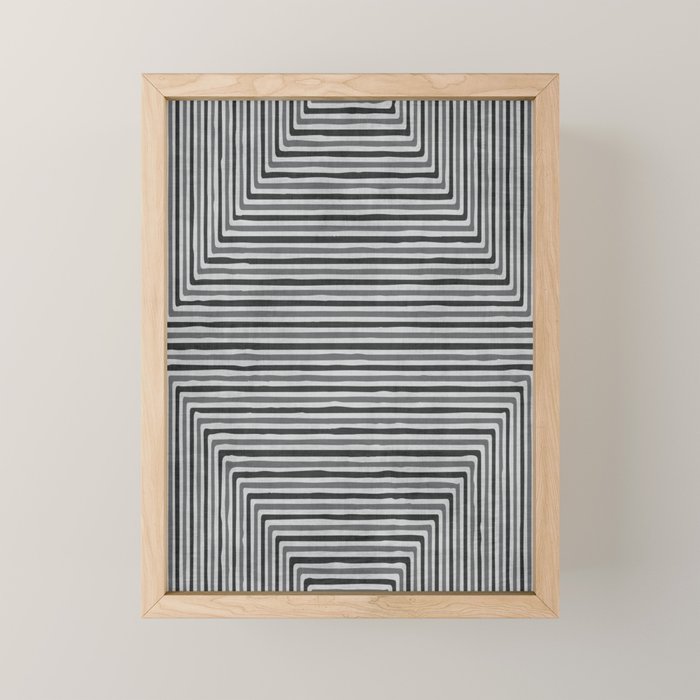 Geometric Minimalist Black Gray Lines Artwork Mini Art Print Gallery Image 1