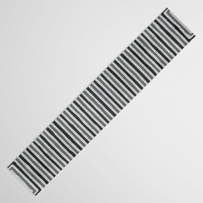 Geometric Minimalist Black Gray Lines Artwork Table Runner Gallery Image 3