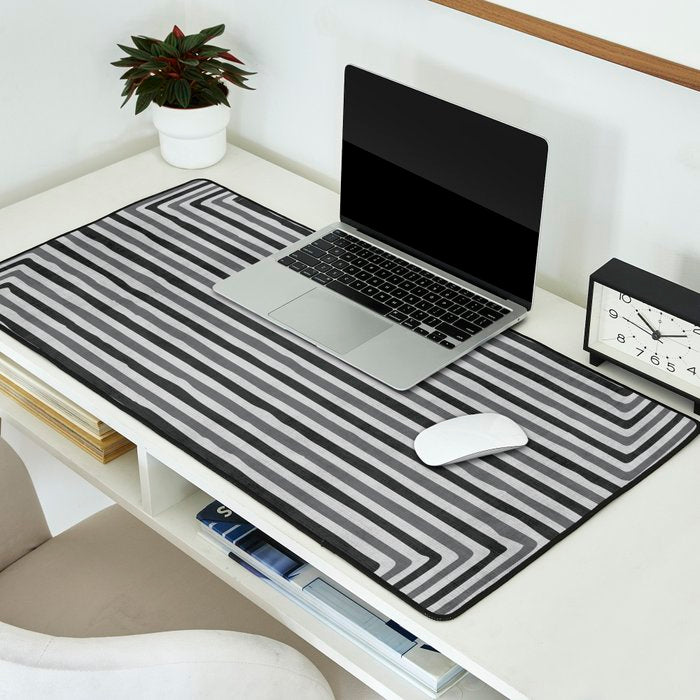 Geometric Minimalist Black Gray Lines Artwork Desk Mat Gallery Image 2