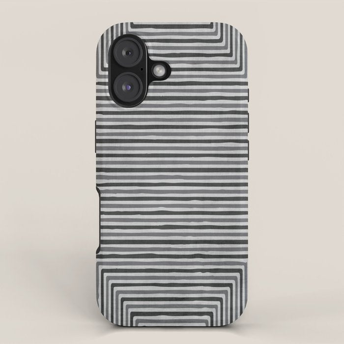 Geometric Minimalist Black Gray Lines Artwork iPhone Case Gallery Image 1