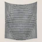 Geometric Minimalist Black Gray Lines Artwork Wall Tapestry Gallery Image 4