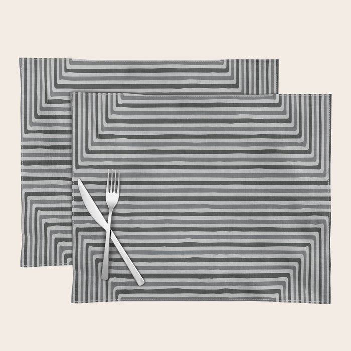 Geometric Minimalist Black Gray Lines Artwork Placemat Gallery Image 1