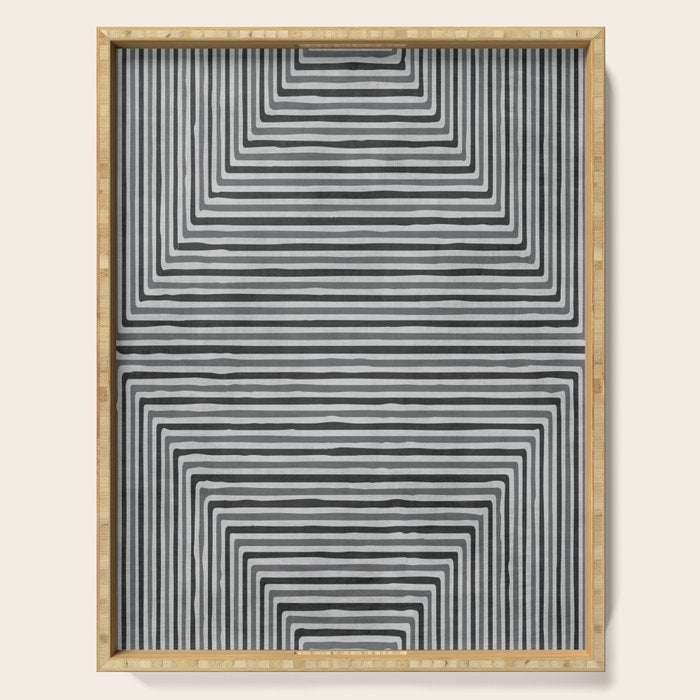 Geometric Minimalist Black Gray Lines Artwork Serving Tray Gallery Image 1