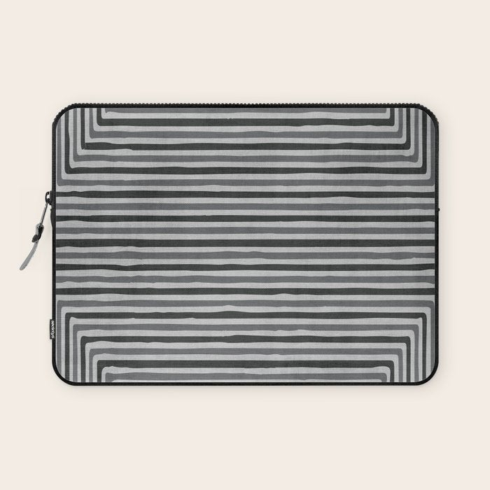 Geometric Minimalist Black Gray Lines Artwork Laptop Sleeve Gallery Image 1