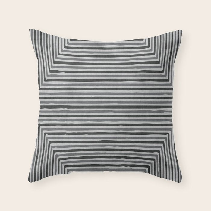 Geometric Minimalist Black Gray Lines Artwork Throw Pillow Gallery Image 6