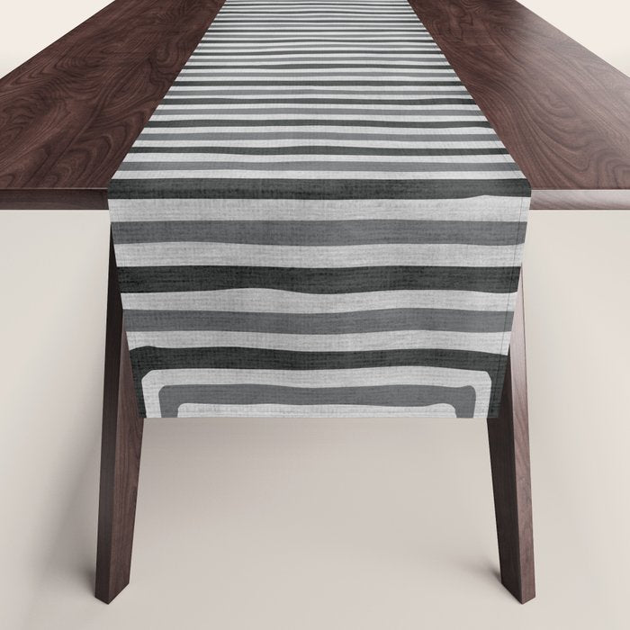 Geometric Minimalist Black Gray Lines Artwork Table Runner Gallery Image 1
