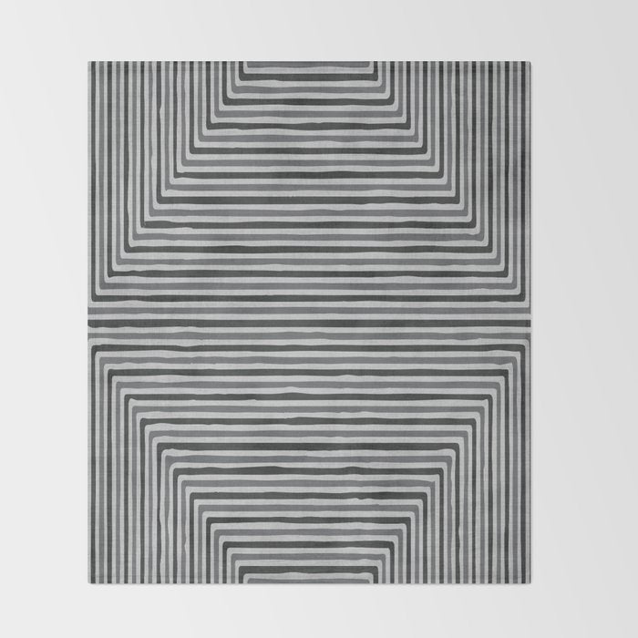 Geometric Minimalist Black Gray Lines Artwork Throw Blanket Gallery Image 2