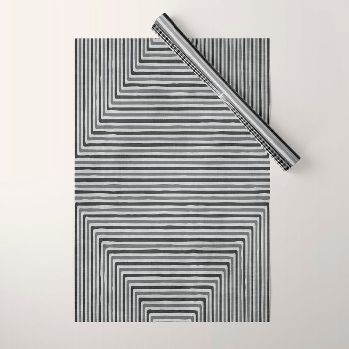 Geometric Minimalist Black Gray Lines Artwork Wrapping Paper Gallery Image 1