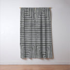 Geometric Minimalist Black Gray Lines Artwork Window Curtain Gallery Image 3
