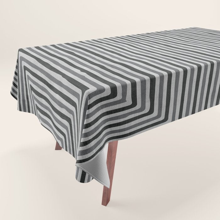 Geometric Minimalist Black Gray Lines Artwork Tablecloth Gallery Image 1