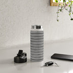 Geometric Minimalist Black Gray Lines Artwork Water Bottle Gallery Image 4