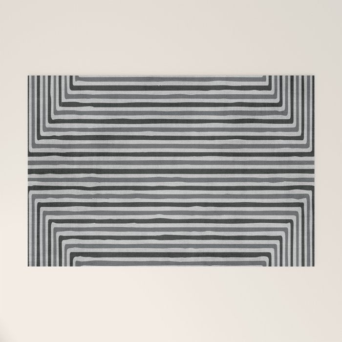 Geometric Minimalist Black Gray Lines Artwork Welcome Mat Gallery Image 1