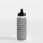 Geometric Minimalist Black Gray Lines Artwork Water Bottle Gallery Image 3