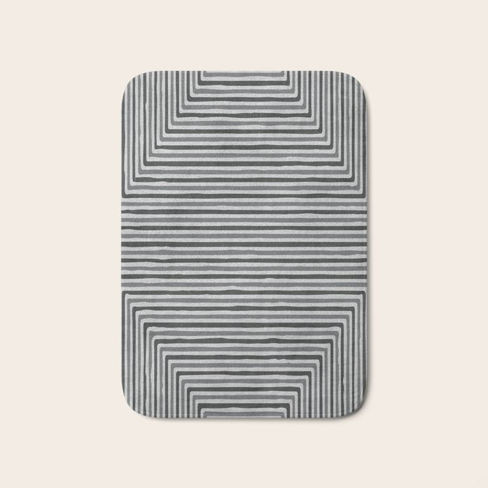 Geometric Minimalist Black Gray Lines Artwork Bath Mat Gallery Image 1