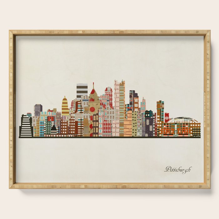 pittsburgh skyline Serving Tray Gallery Image 1