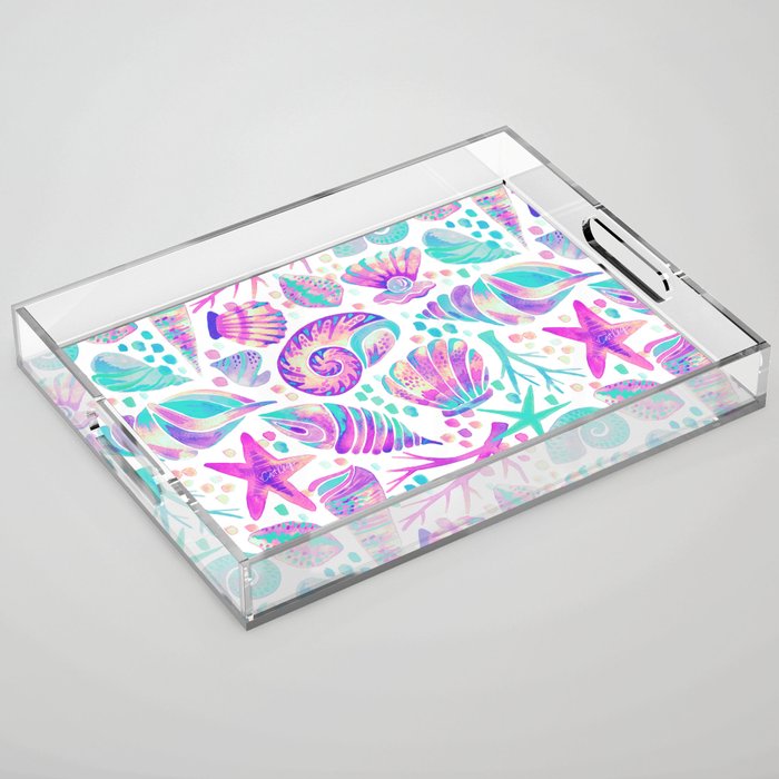 Painted Seashells - Periwinkle & Mint Acrylic Tray Gallery Image 1