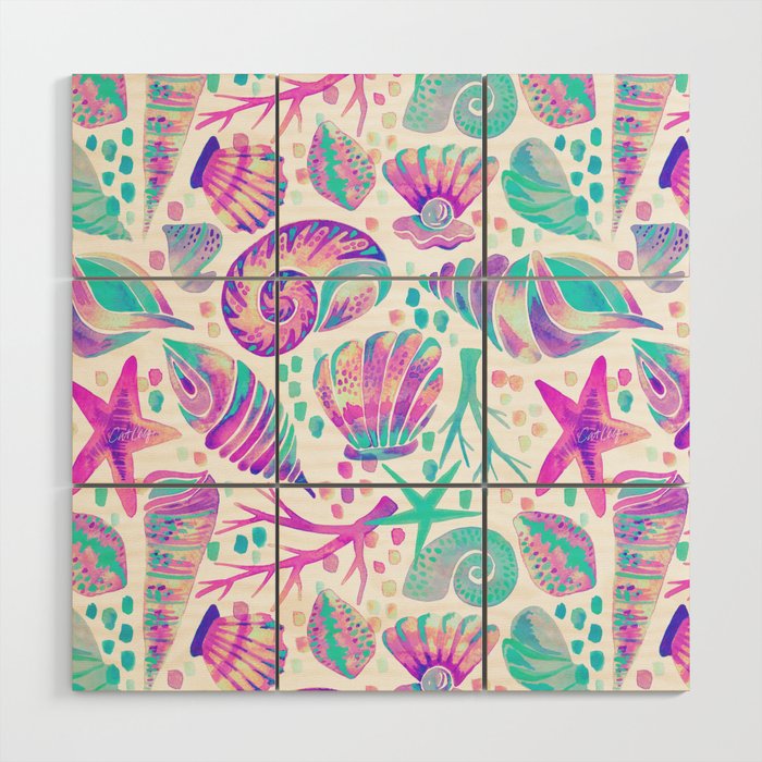 Painted Seashells - Periwinkle & Mint Wood Wall Art Gallery Image 1