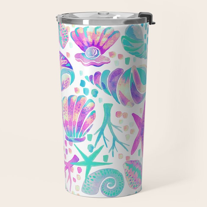 Painted Seashells - Periwinkle & Mint Travel Mug Gallery Image 2