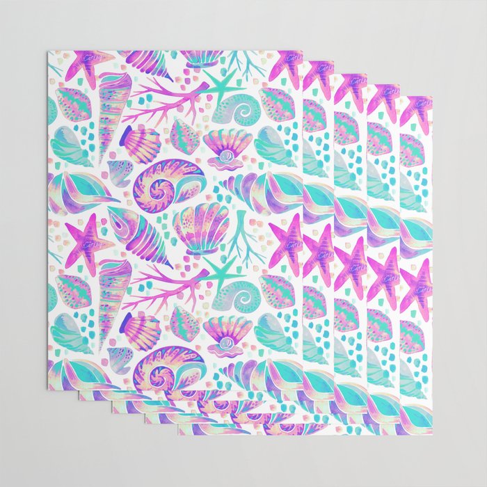 Painted Seashells - Periwinkle & Mint Wrapping Paper Gallery Image 3