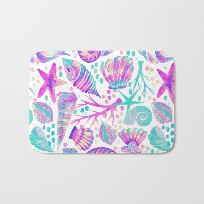 Painted Seashells - Periwinkle & Mint Bath Mat Gallery Image 1