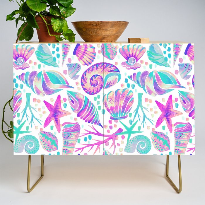 Painted Seashells - Periwinkle & Mint Credenza Gallery Image 1
