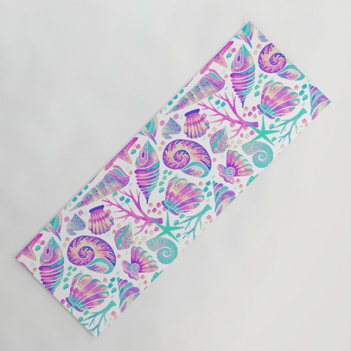 Painted Seashells - Periwinkle & Mint Yoga Mat Gallery Image 1
