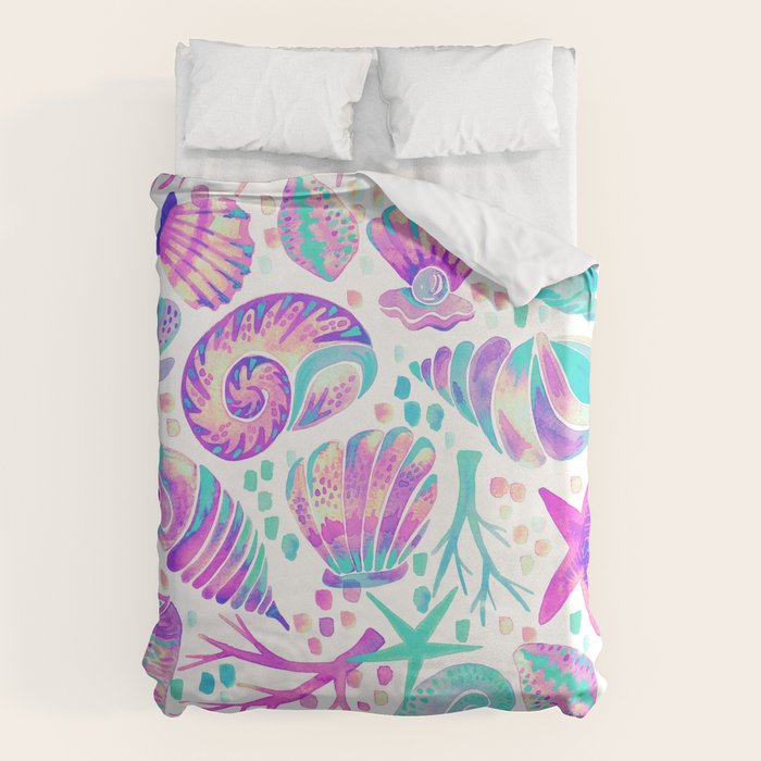 Painted Seashells - Periwinkle & Mint Duvet Cover Gallery Image 6