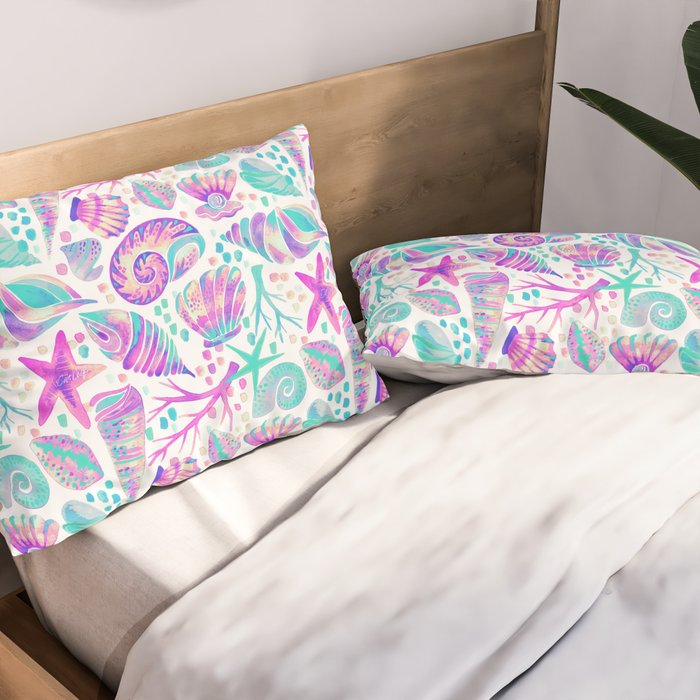 Painted Seashells - Periwinkle & Mint Pillow Sham Gallery Image 2