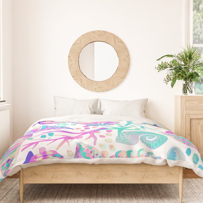 Painted Seashells - Periwinkle & Mint Duvet Cover Gallery Image 3
