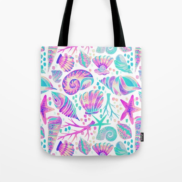 Painted Seashells - Periwinkle & Mint Tote Bag Gallery Image 1